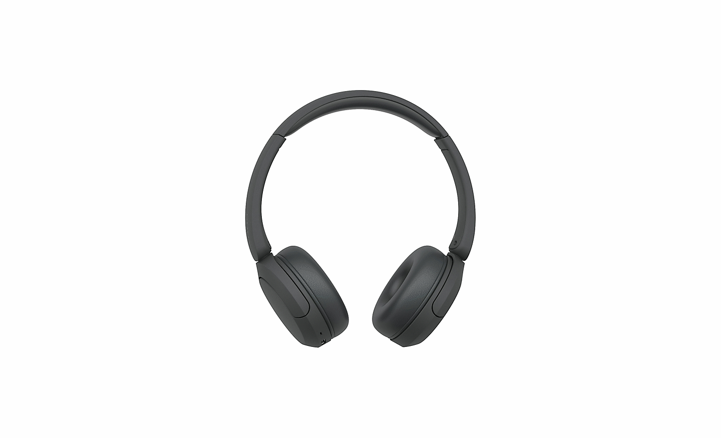 Kuvassa mustat Sony WH-CH520 -kuulokkeet valkealla taustalla