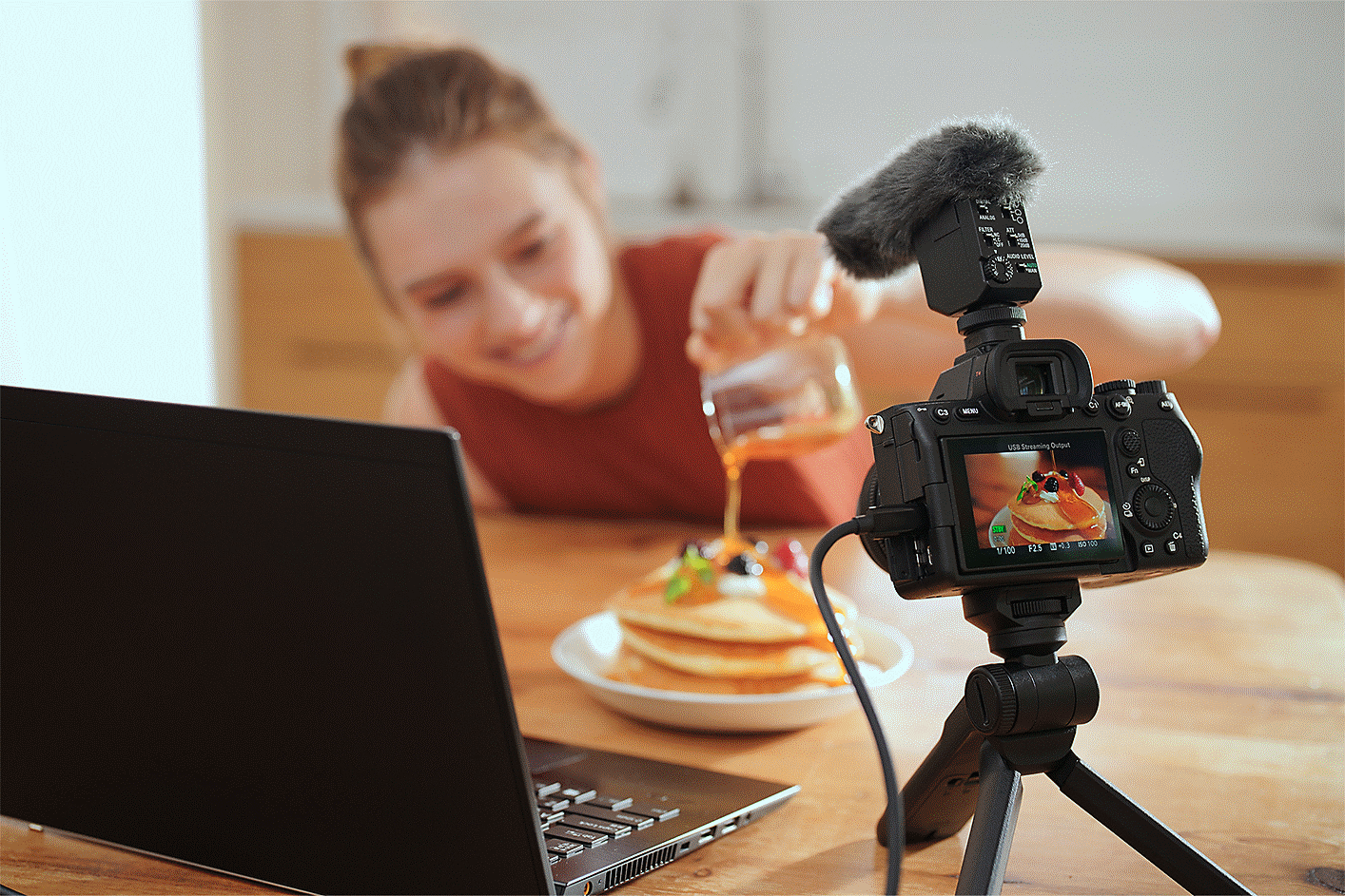 Photo of a creator live-streaming in 4K