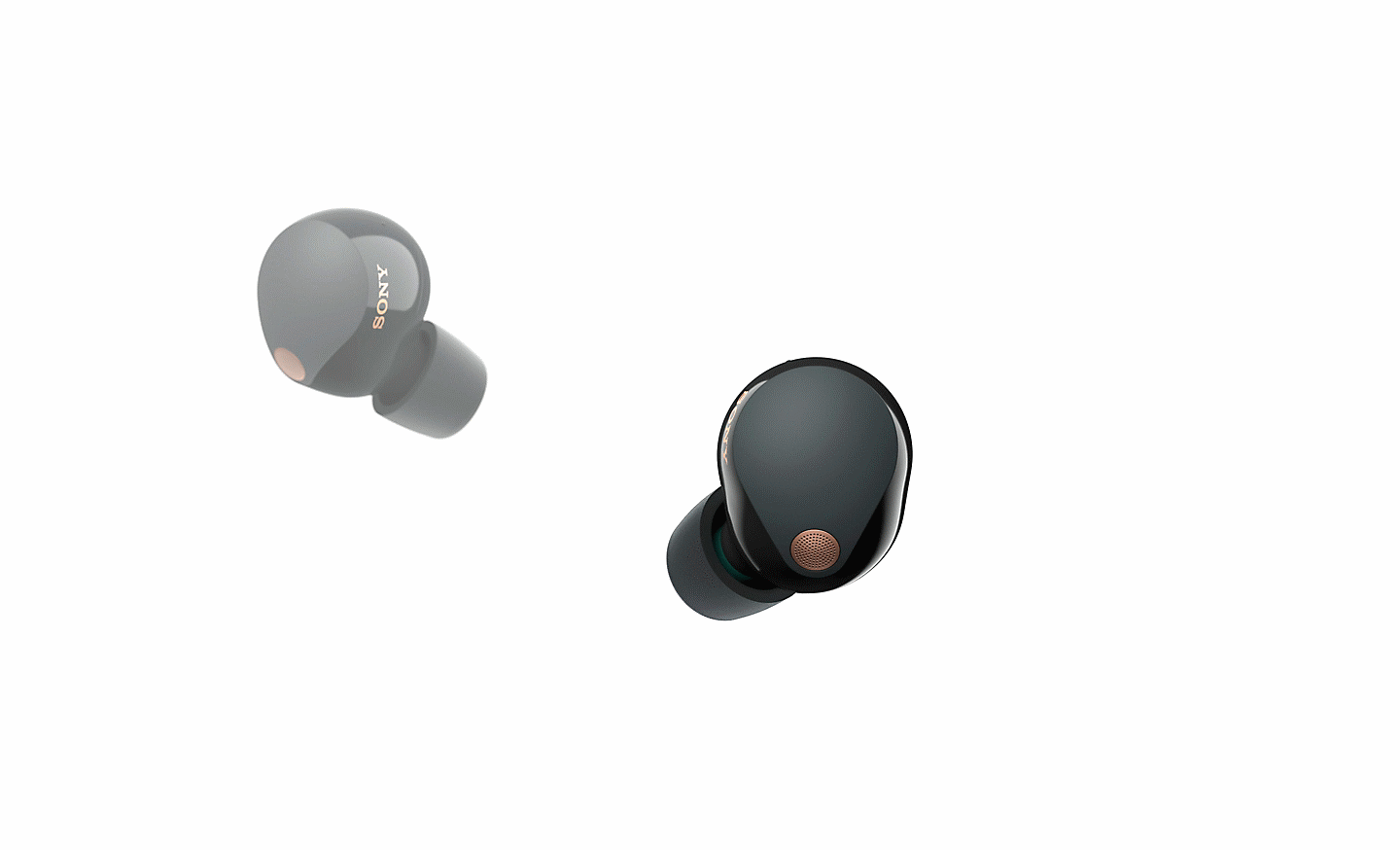 Aanzicht in 360 graden van de WF-1000XM5 oordopjes