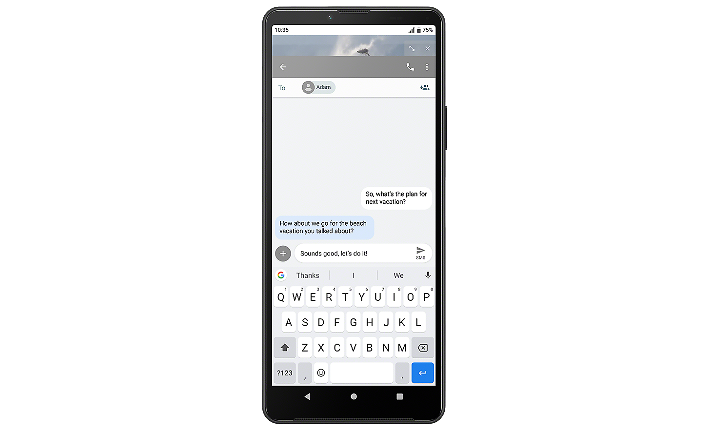 Xperia 10 IV display showing messaging on the Pop-up window