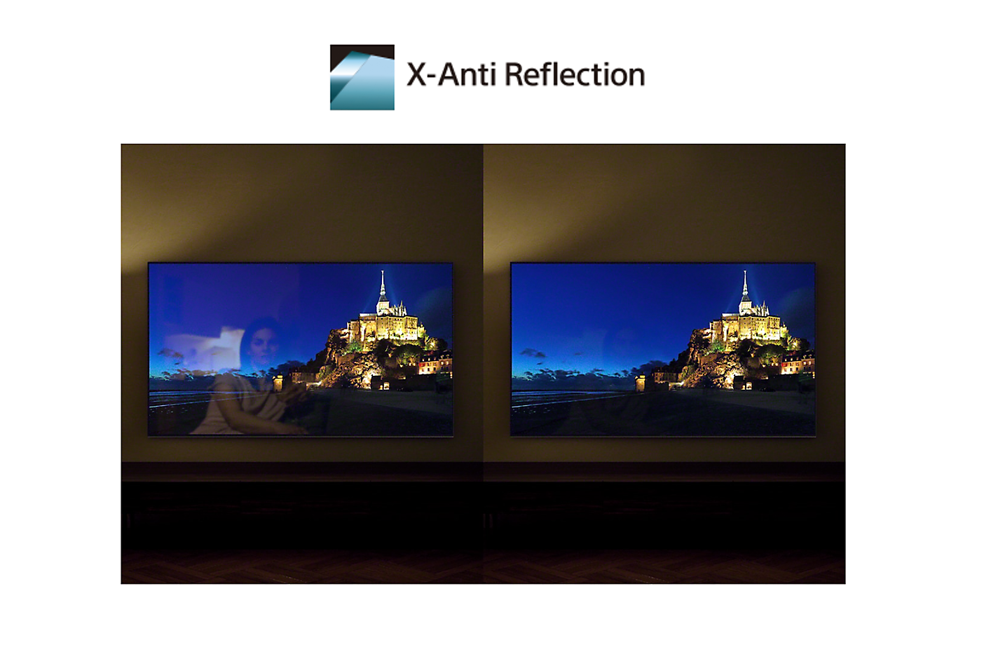 Comparison of screens with and without X-Anti Reflection
