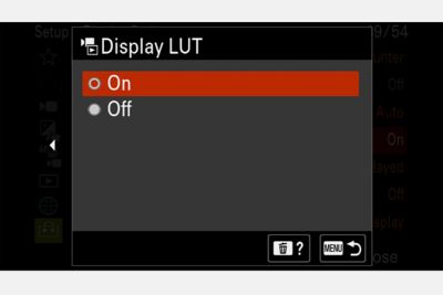 Imagen de la pantalla de selección "Mostrar LUT"