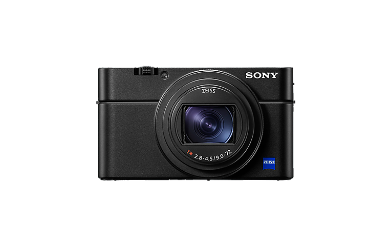 Vista frontal de la cámara compacta DSC-RX100M7G de Sony