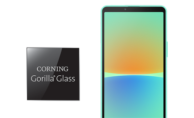 Фронтальный Xperia 10 IV в новом цвете, рядом с логотипом Corning® Gorilla® Glass