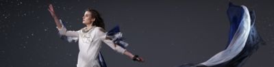 Model jumping in the air