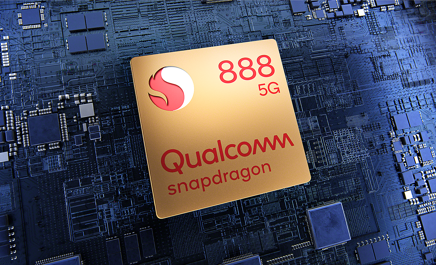 配備 Qualcomm® Snapdragon™ 888 5G 晶片之電路板的影像