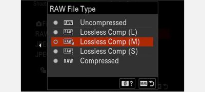 Selectable RAW image sizes and quality 