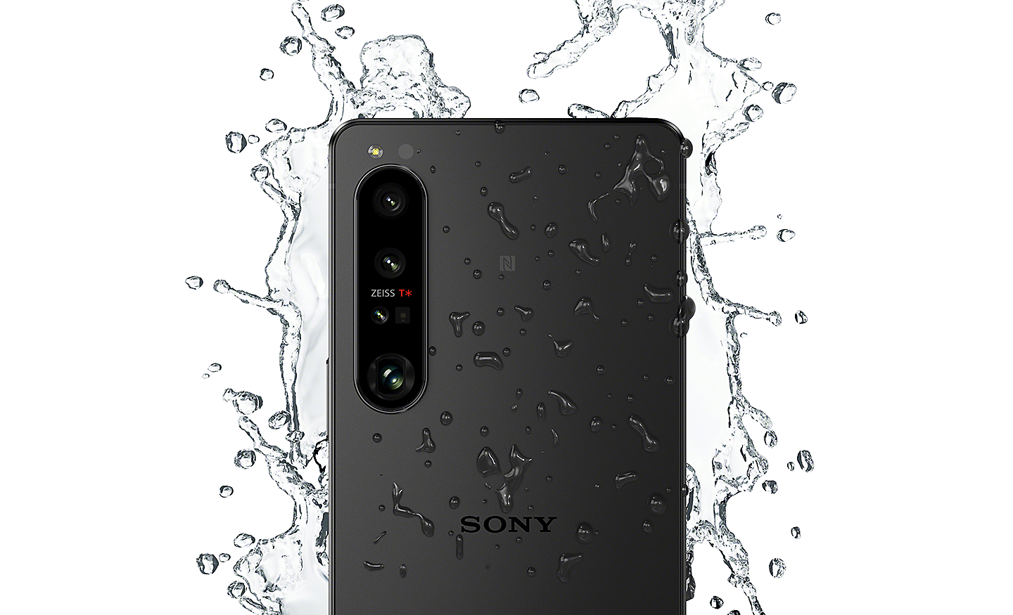 Xperia 1 IV being splashed with water