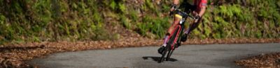 Cycle racer turning a corner