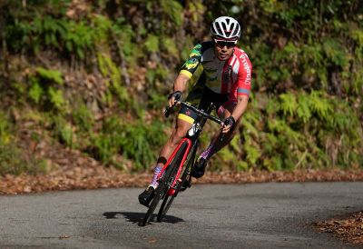 Cycle racer turning a corner