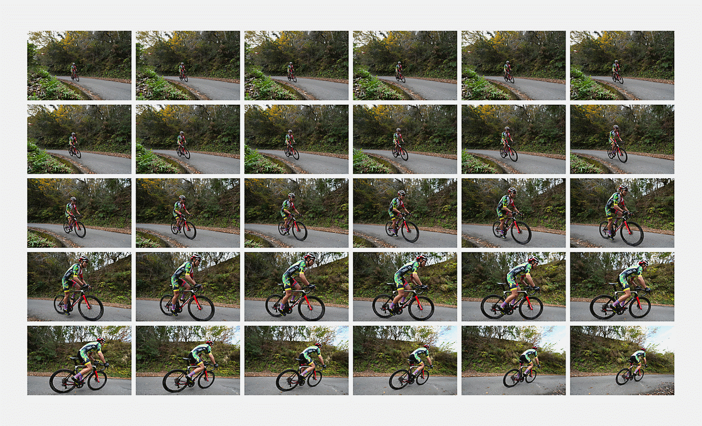 30 imágenes de captura continua de un ciclista