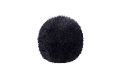 Round, fluffy black windscreen for the ECM-AX10 Spatial Audio microphone.