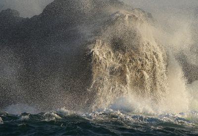 Waves hitting rocks