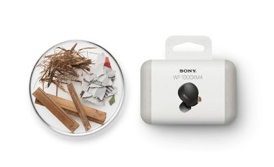 WF-1000XM4 패키지 이미지와 다양한 지속 가능 패키지 자재