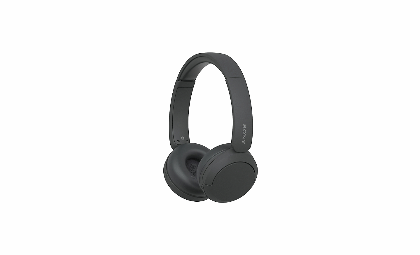 Snímek černých sluchátek Sony WH-CH520 na bílém pozadí