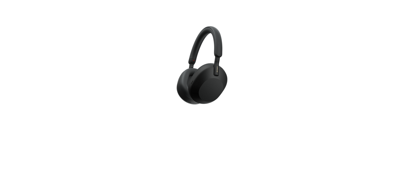 Image of a black pair of Sony WH-1000XM5 headphones