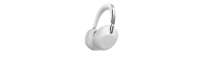 Angled view of a pair of black Sony 1000X THE COLLEXION wireless noise cancelling headphones