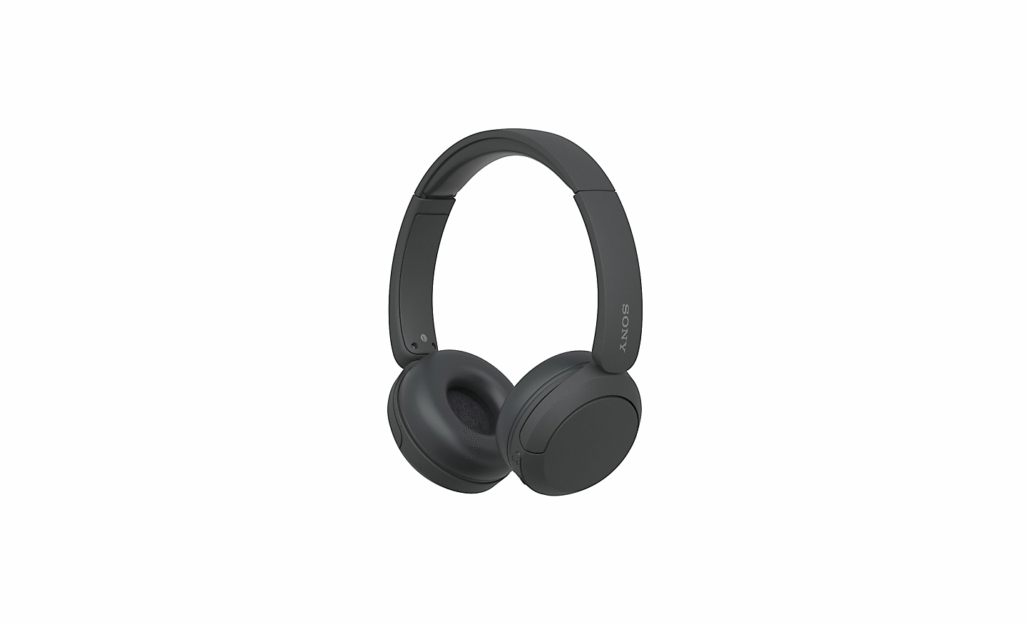 Bild av ett par svarta WH-CH520-hörlurar från Sony mot en vit bakgrund
