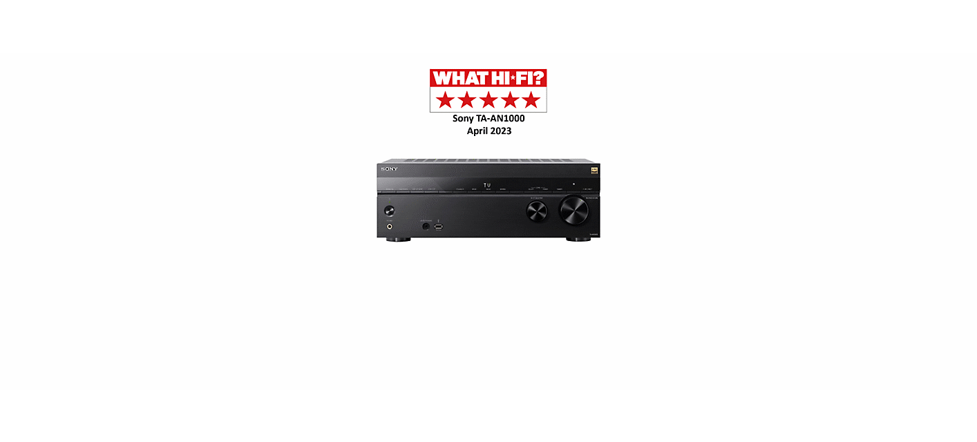 De Sony TA-AN1000 en What Hi-Fi?-onderscheiding.