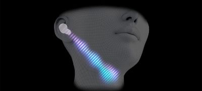 Detects speech vibrations to enhance clarity