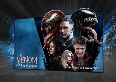 BRAVIA Fernseher mit Venom auf dem Bildschirm