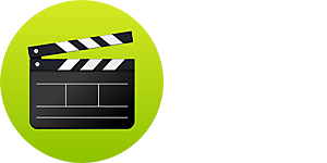 Image of a directors clapboard on a green background