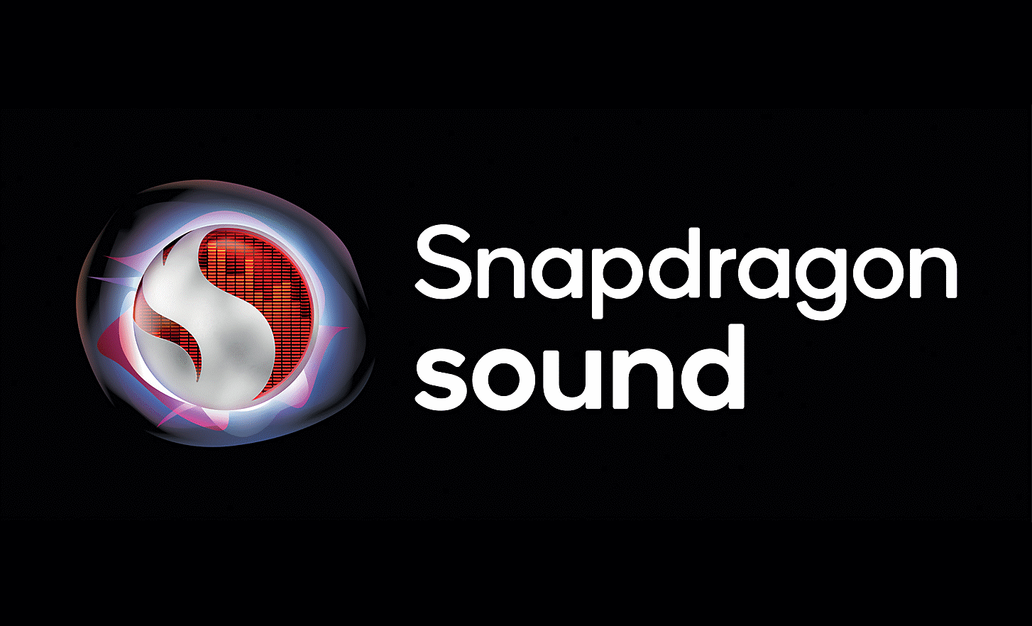 Image d'un logo Snapdragon Sound sur un arrière-plan noir