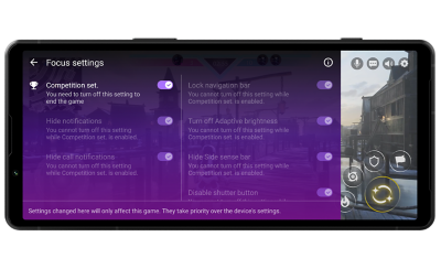 Изображение Xperia 5 V с интерфейсом настроек фокусировки на экране