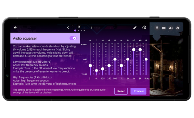 Изображение Xperia 5 V с интерфейсом аудиоэквалайзера на экране