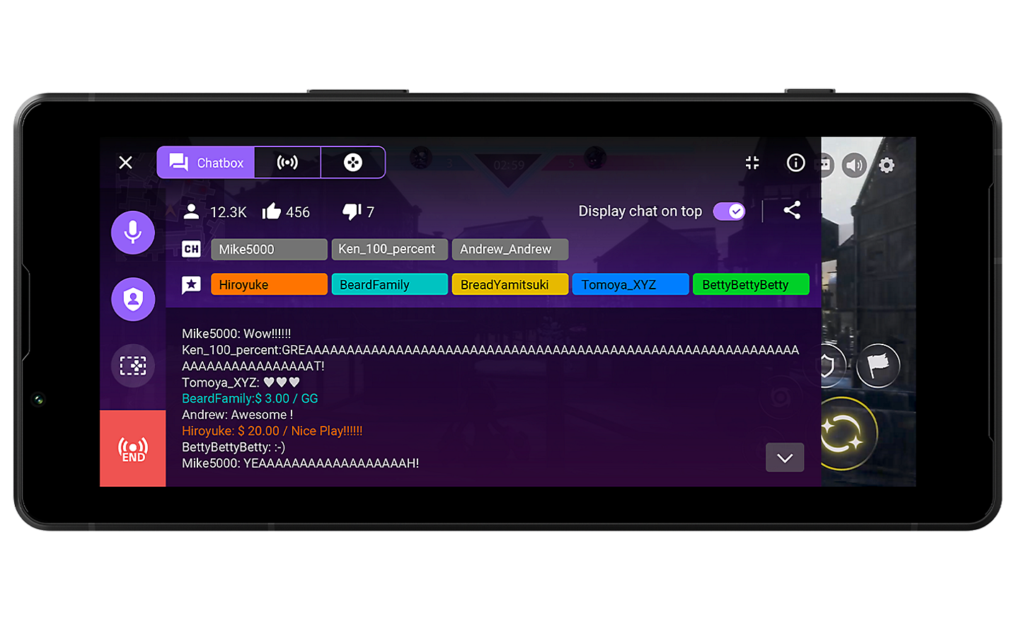 Image of an Xperia 5 V with a Chatbox interface on screen
