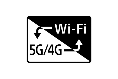 Изображение Wi-Fi и 5G/4G со стрелками, указывающими друг на друга в повторяющемся узоре