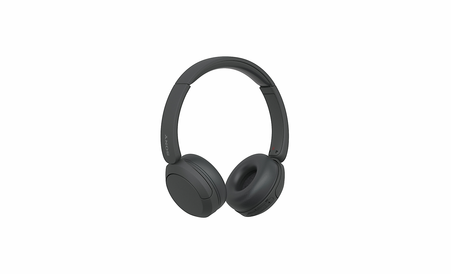 Afbeelding van de zwarte koptelefoon WH-CH520 van Sony tegen een witte achtergrond
