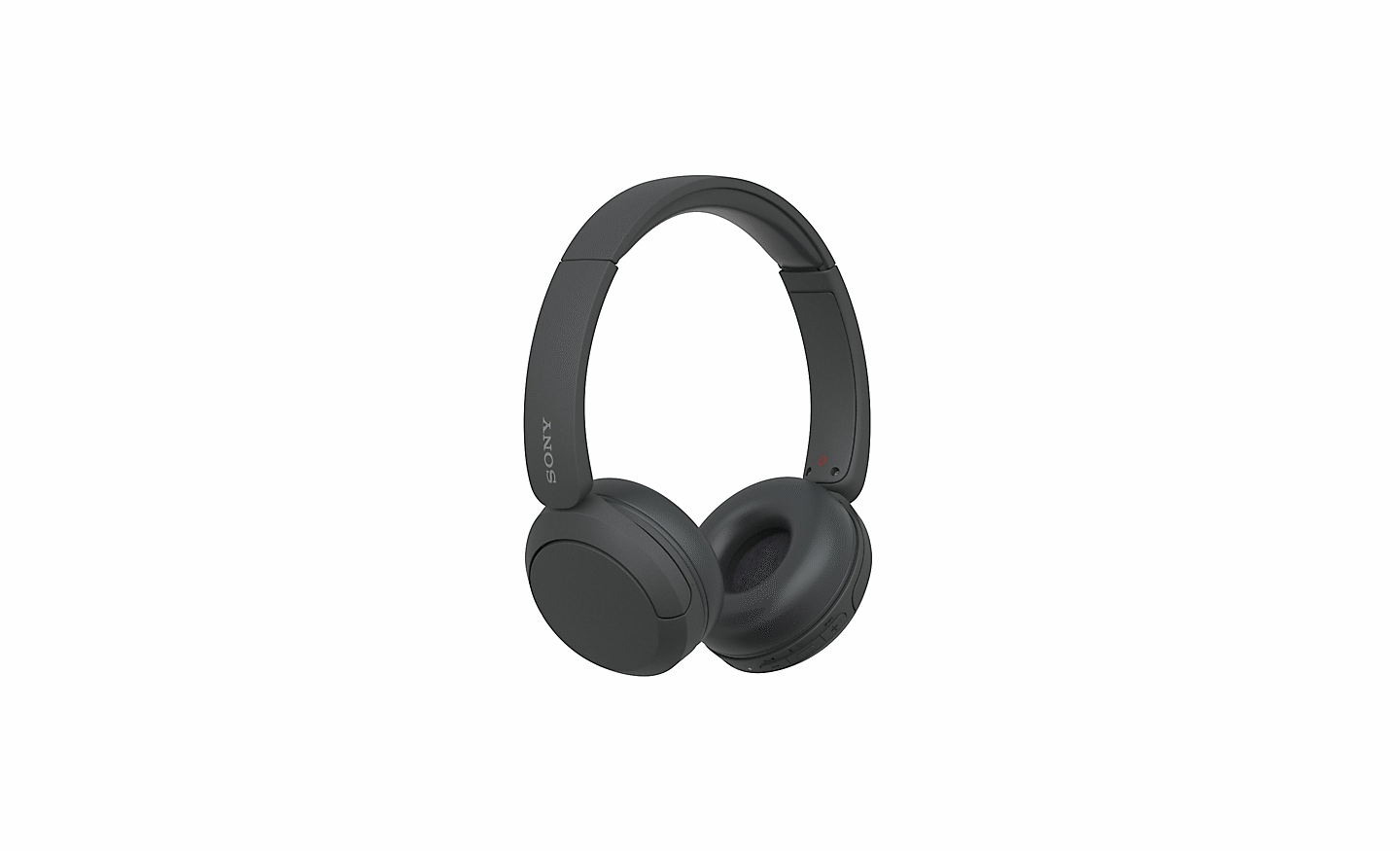 Bild av ett par svarta WH-CH520-hörlurar från Sony mot en vit bakgrund