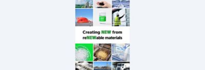 Article thumbnail showing plastic pellets, linking to Sony's article on creating new products from renewable materials
