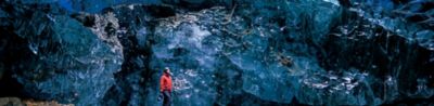 Situation of a man in an ice cave