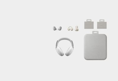 Sony 1000X THE COLLEXION, WF-1000XM6, and LinkBuds Clip headphone bodies and eco-conscious packaging made with recycled plastic materials