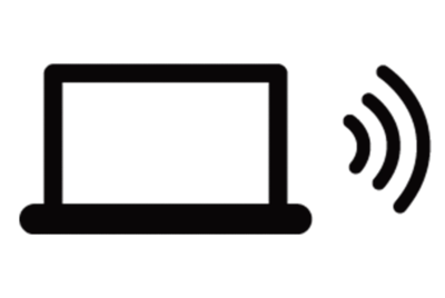Illustration d'un ordinateur portable émettant des signaux sans fil