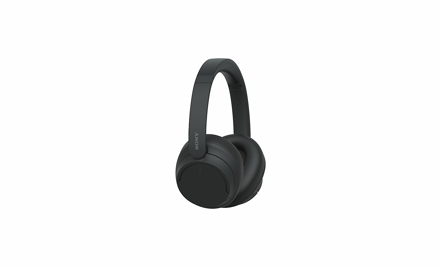 Imagen de unos audífonos negros WH-CH720 de Sony sobre un fondo blanco