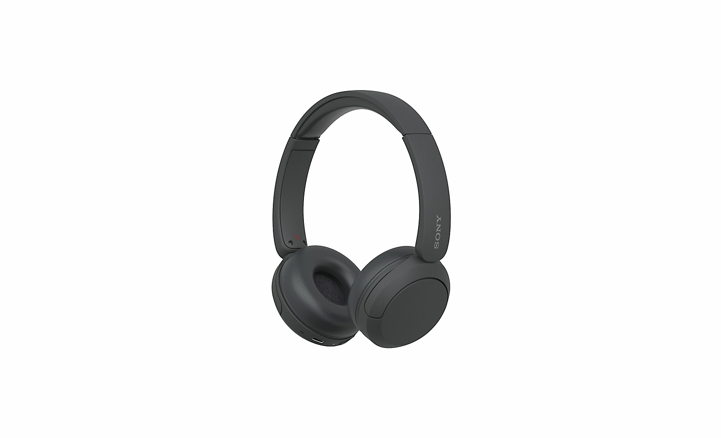 Kuvassa mustat Sony WH-CH520 -kuulokkeet valkealla taustalla