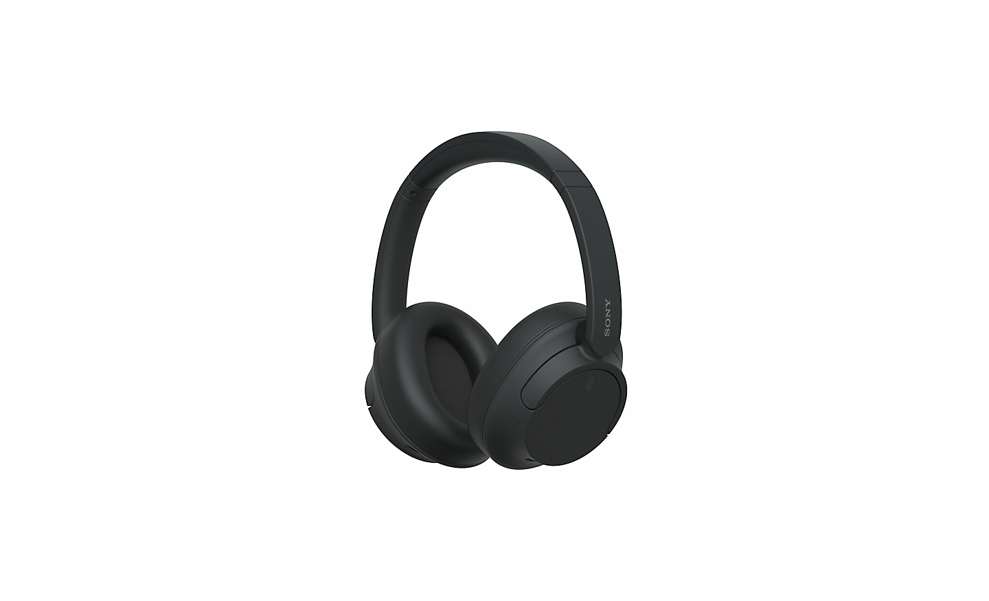 Kuvassa mustat Sony WH-CH720 -kuulokkeet valkealla taustalla