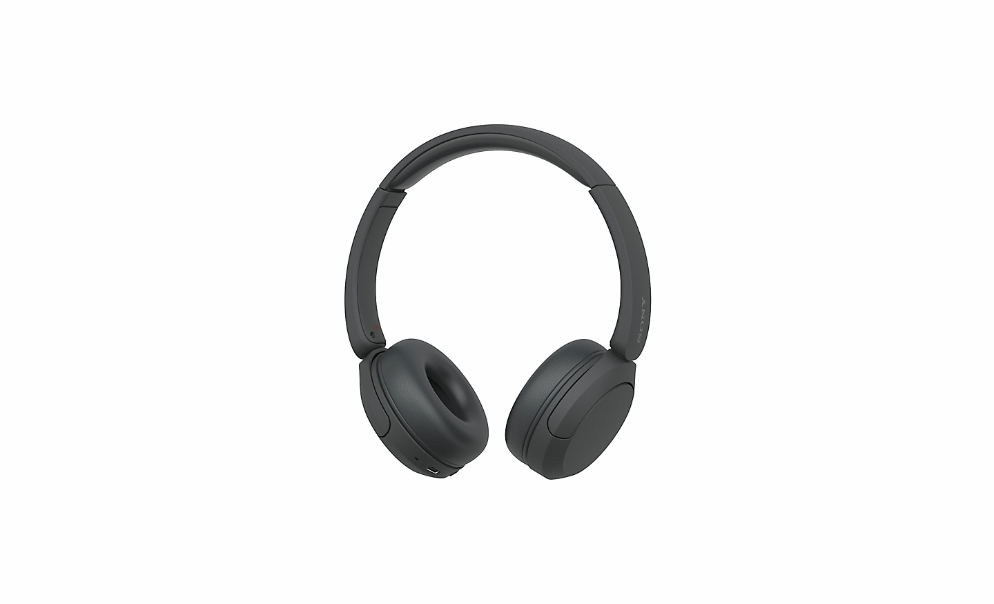 Imagen de unos audífonos negros WH-CH520 de Sony sobre un fondo blanco