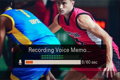 Imagen de la pantalla de la cámara durante la grabación de una nota de voz