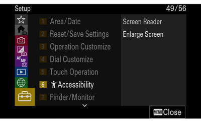 Product image showing Accessibility item on menu screen