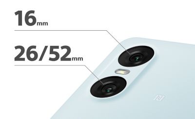 A close up of the camera array on the Xperia 10 VI annotated with specifications.