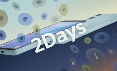 Deux combinés Xperia 10 VI en bleu, un face vers le haut et un vers le bas.