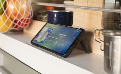 Phone standing horizontally