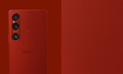 Xperia 1 V1 phone in Scarlet with texture.