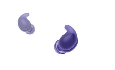 360 rotation of the violet LinkBuds Fit earbuds showing the product from all angles