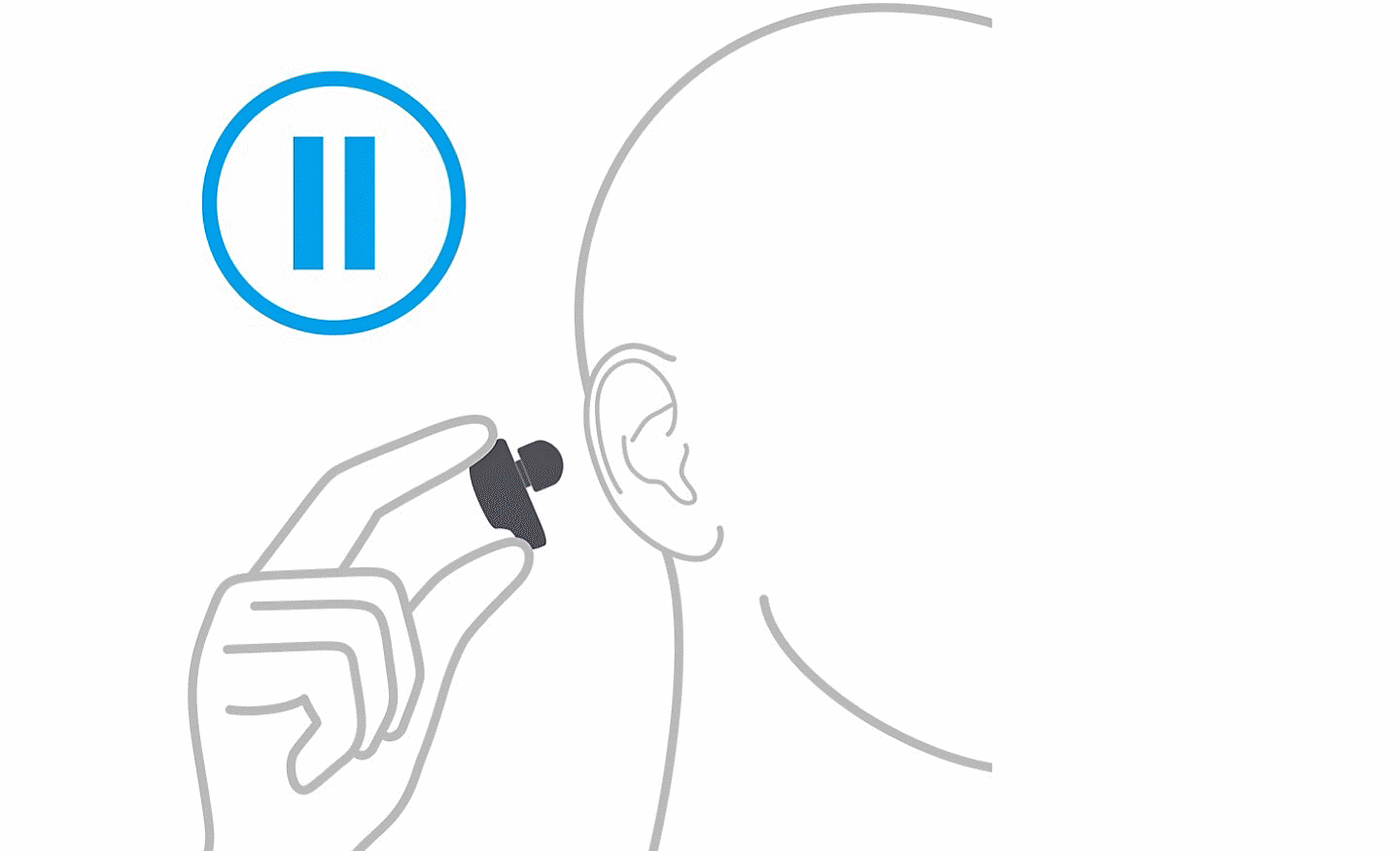 Abbildung einer Person, die sich einen Ohrhörer aus dem Ohr nimmt