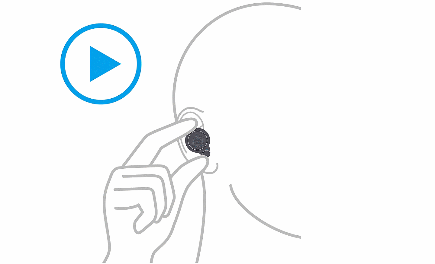 رسم توضيحي لشخص يضع سماعة أذن صغيرة في أذنه